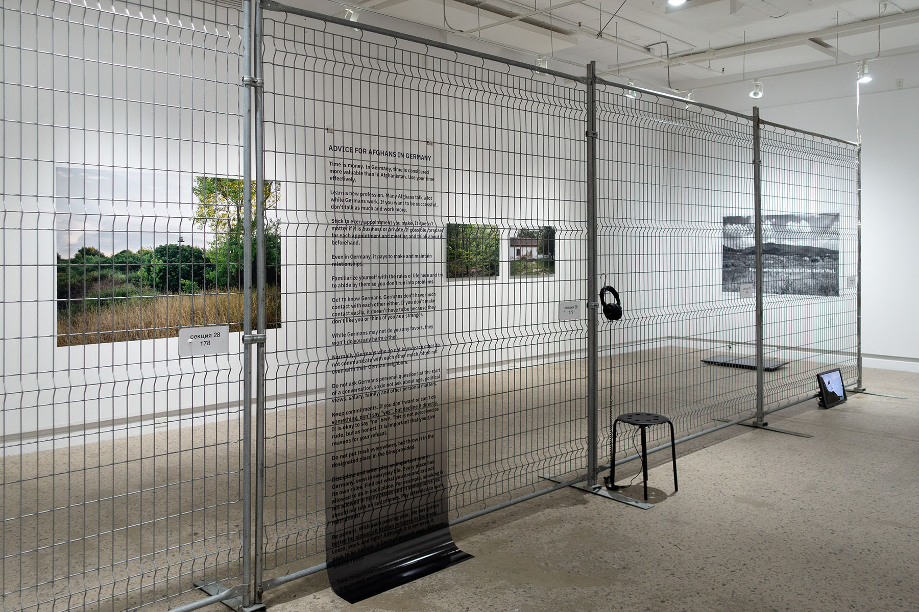 The Dividing Line<br>Steel fence, video, audio & text
